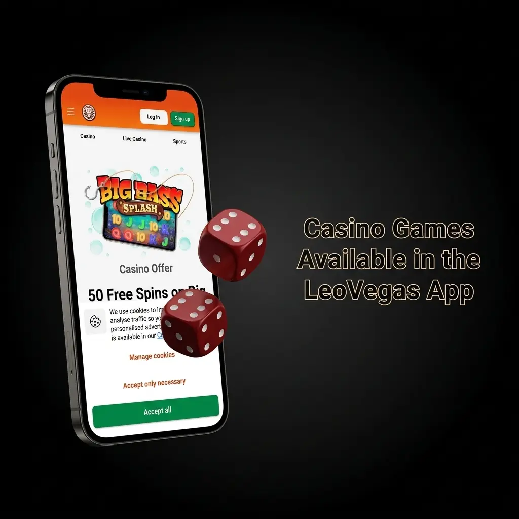 LeoVegas mobile app casino games including slots, live blackjack, roulette, baccarat, jackpot slots, and game shows