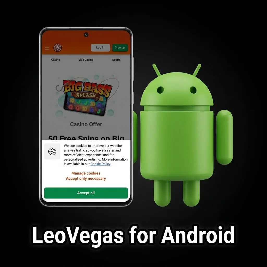 LeoVegas Android app APK download and installation steps on a mobile device running Android 6.0 or higher