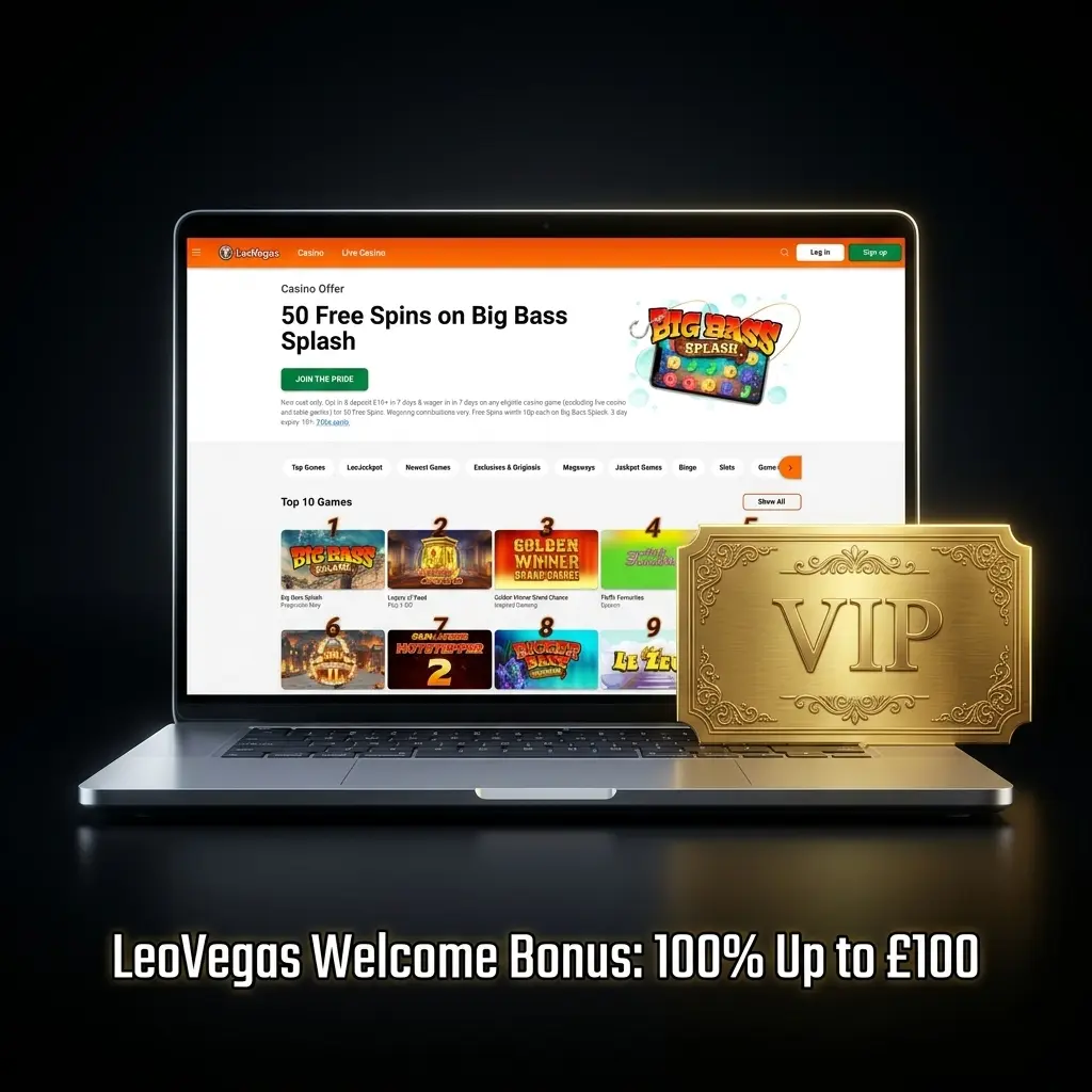 LeoVegas Welcome Bonus: 100% deposit match up to £100 for new UK players, £20 min deposit, 35x wagering