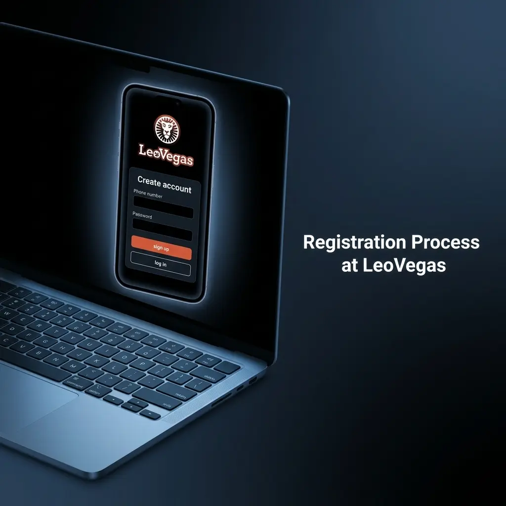 LeoVegas registration process steps showing sign-up form fields for name, email, password and deposit limit settings